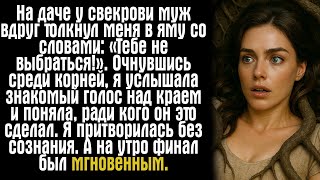 видео: На даче у свекрови муж вдруг толкнул меня в яму со словами: «Тебе не выбраться!». Очнувшись среди... картинка: На даче у свекрови муж вдруг толкнул меня в яму со словами: «Тебе не выбраться!». Очнувшись среди...