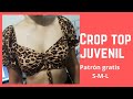 Crop top juvenil paso a paso- Patrón, escalado, corte y confección.