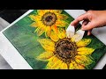 SUPER EASY Sunflower Painting! Awesome Acrylic Pouring Techniques | AB Creative Tutorial