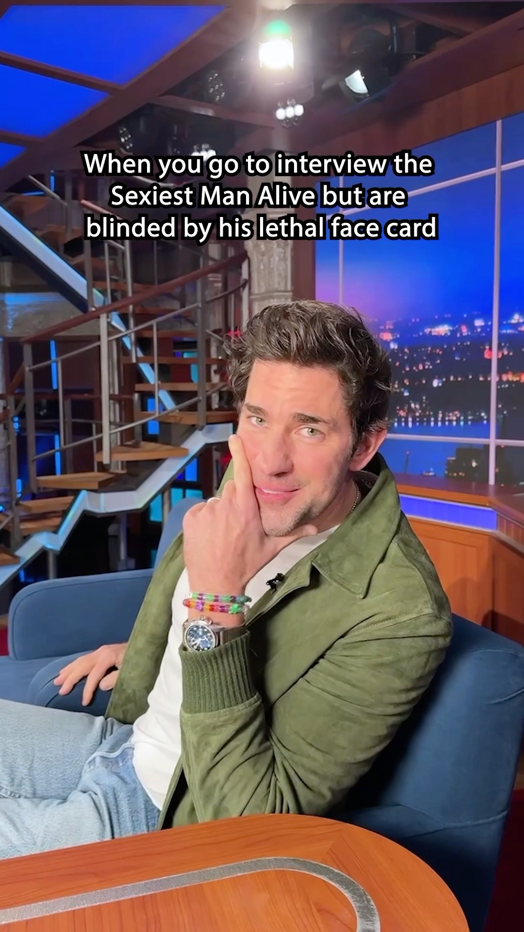 Fortune has dealt us a John Krasinski lethal face card. #Colbert #SexiestManAlive