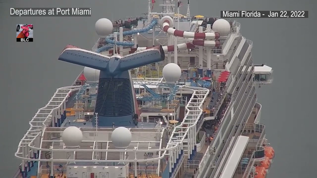 Time-lapse – Port Miami Cruise Ship Departures Jan 22, 2022