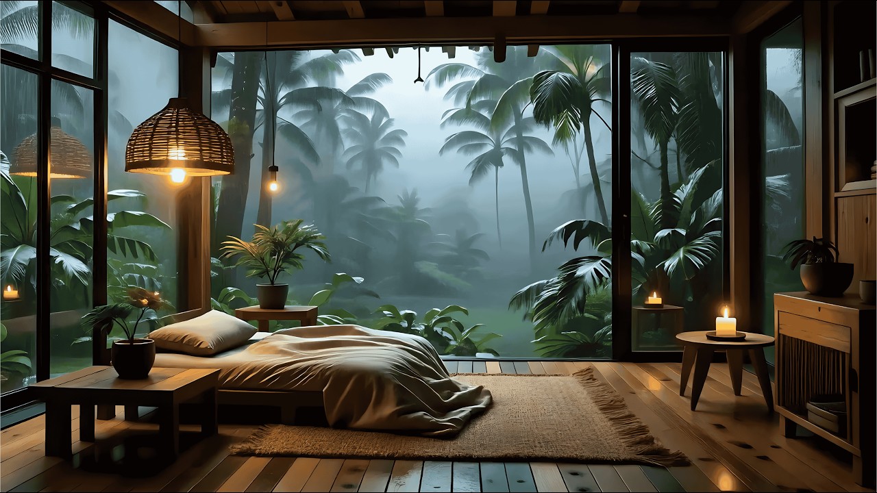 Soothing Piano with Calm Midnight Rain | Relaxing Sleep Music for Deep Peace and Stress Relief