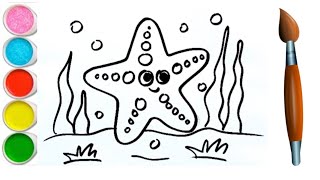 Starfish drawing for beginner | Coloring Painting | Toddlers drawing | Kids video | Kids Drawing 