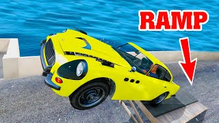 GTA 5 - Car Crash & Explosion With Extreme Ramp