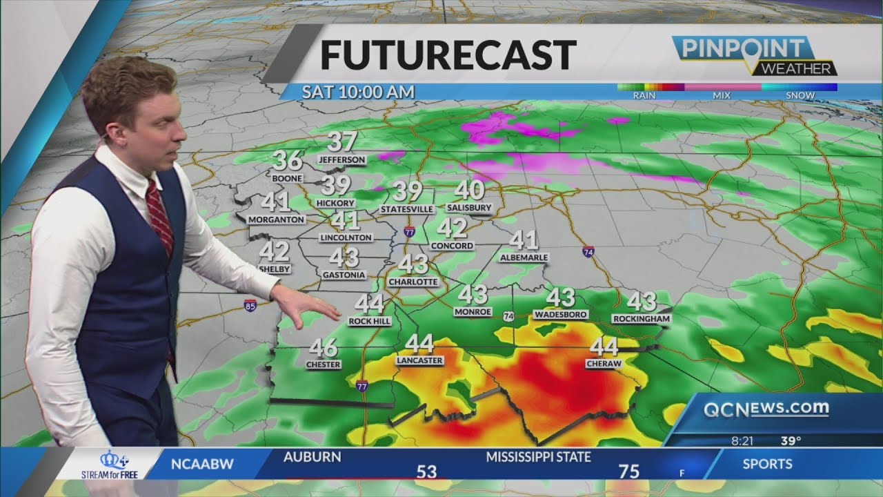 Mild Fri. temps for Charlotte; potentially heavy rain Sat.