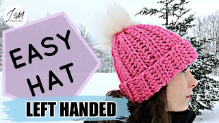 LEFT HANDED | HOW TO CROCHET THE EASIEST HAT EVER | Adult unisex hat | Beginners crochet