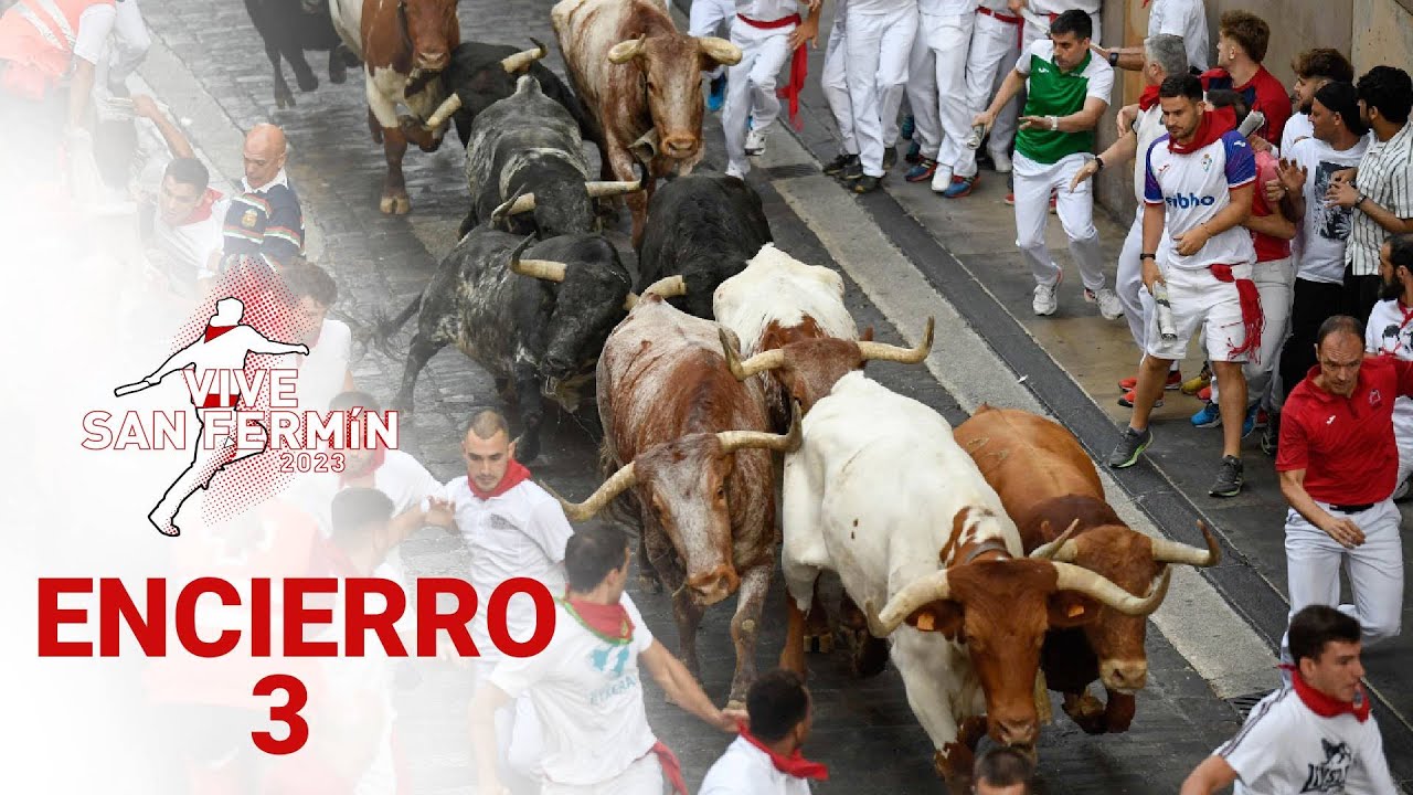 TERCER ENCIERRO de San Fermín 2023 | Toros de Cebada Gago