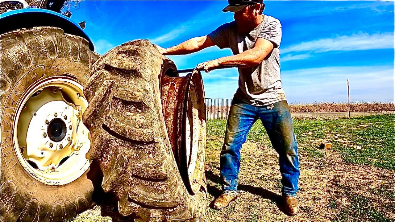 Installing Rear Tractor Tires and Weights by Yourself! YouTube