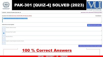 Pak-301 Quiz no 4 (2023)  100% Correct Answers