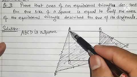 prove that area of an equilateral Triangle described on one side of a square is equal to half....