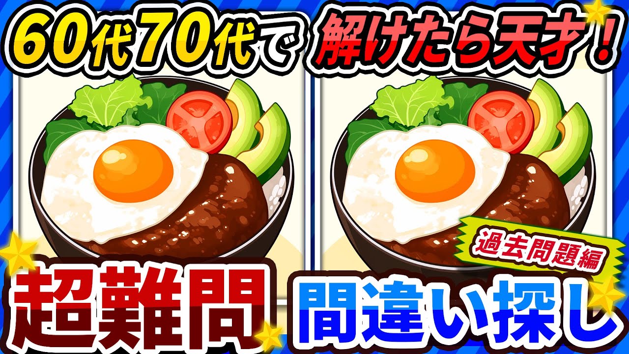 【間違い探しクイズ】⚠️むずかしいロコモコ丼のイラスト編！脳活＆脳トレにおススメ無料ゲーム【アハ体験有り】#148