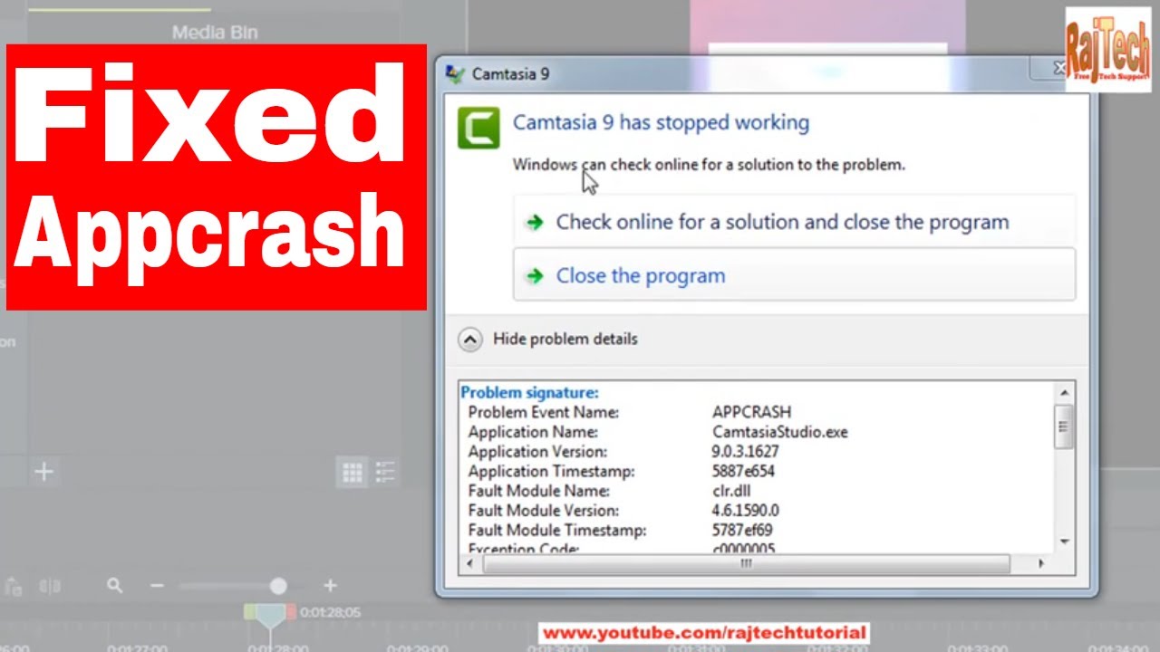 camtasia 9 appcrash