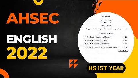 HS 1st year English Question Paper 2022 AHSEC