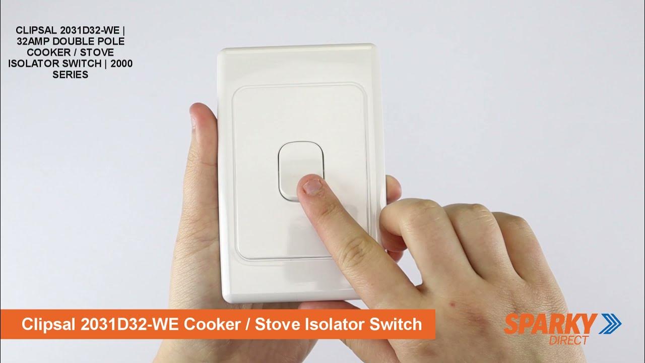 CLIPSAL 2031D32WE 32AMP DOUBLE POLE COOKER STOVE ISOLATOR SWITCH