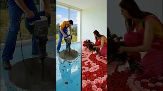 THIS DOUBLE FLOOR IS SO IMPRESSING 😱💙💗 Epoxy luxury floor
