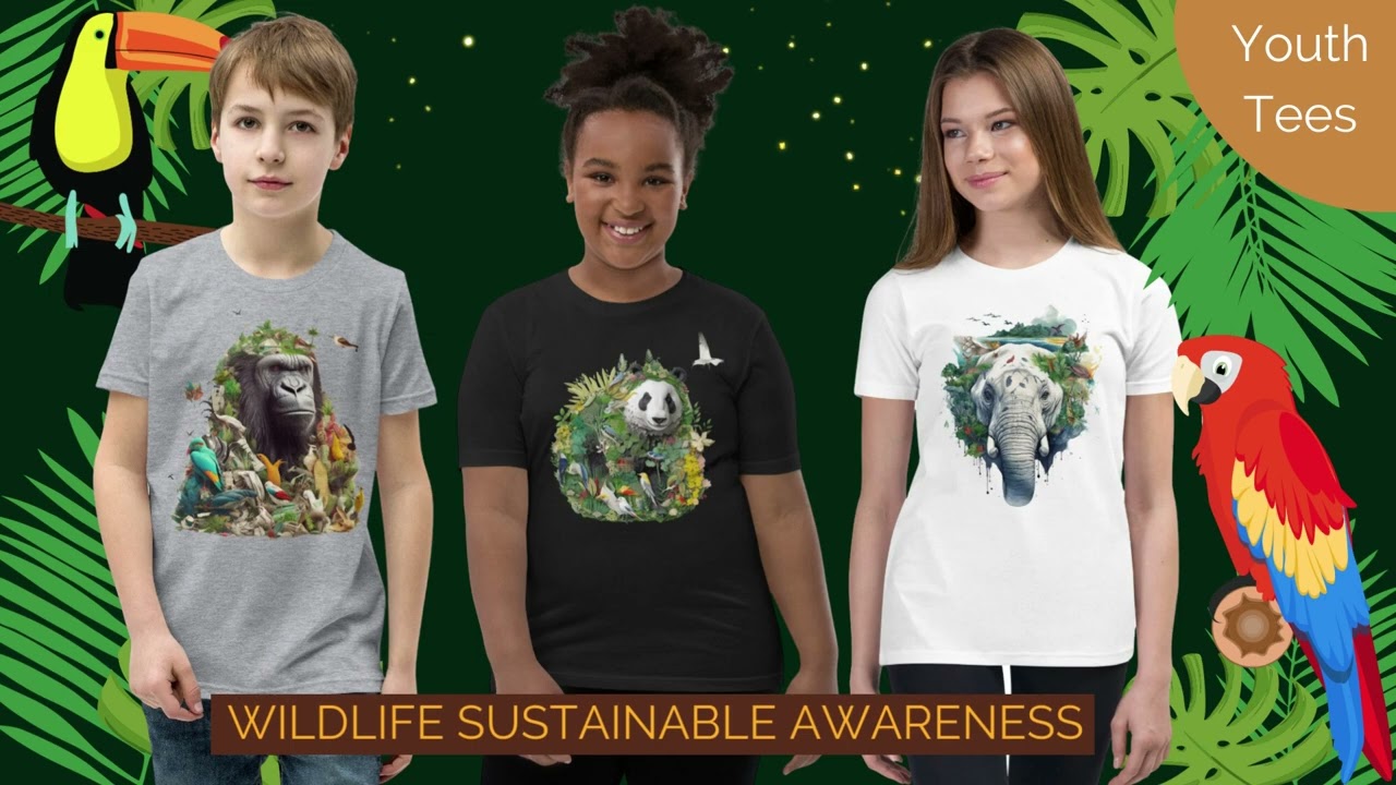Eco-Friendly Fashion for the Wild at Heart: Wildlife Youth Tees! 🌿🦁🐾