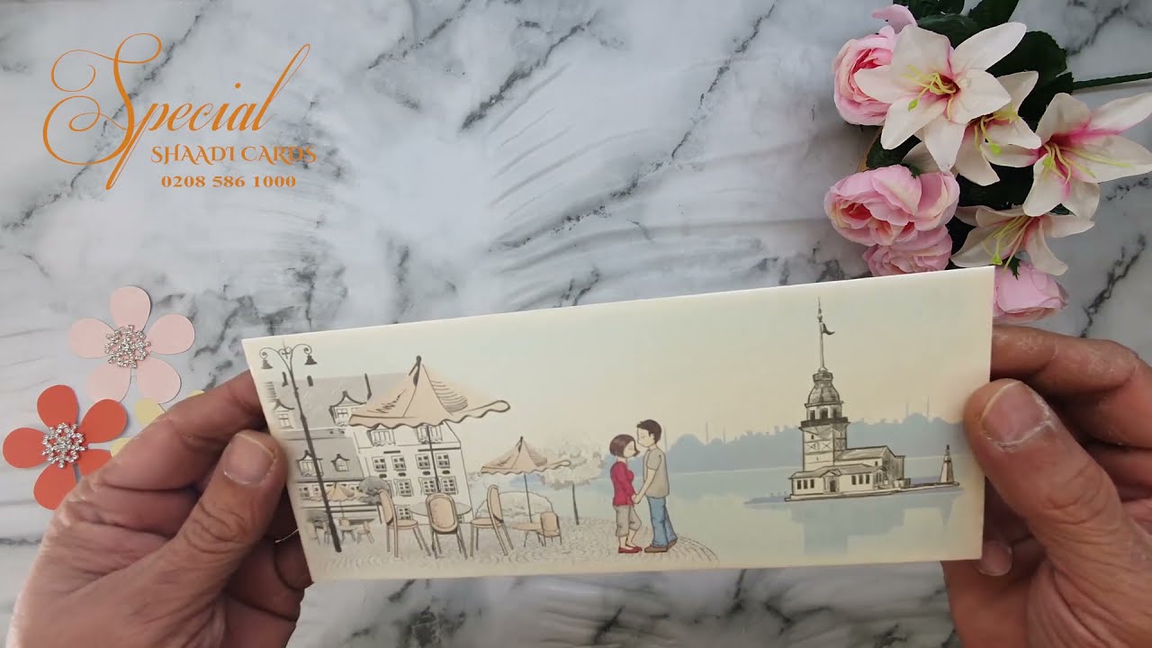 Romantic Artistic Wedding Invite || BA2642 || Special Shaadi Cards