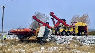 УХОДИЛ ОТ СТОЛКНОВЕНИЯ - Подъем из кювета 3-х осного БЕТОНОНАСОСА массой 25 тонн