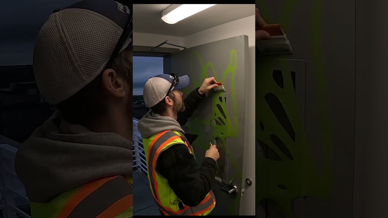 Vinyl Graphic Install on Exterior Door - Seattle, WA 