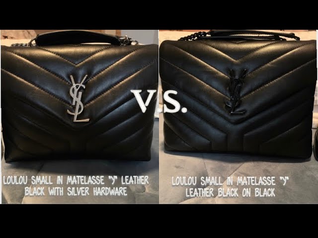 SAINT LAURENT YSL LOULOU SMALL BLACK ON BLACK VS YSL Loulou BLACK WITH  SILVER AND Ssense.com review 