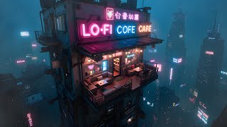 The Perfect Getaway | Cyberpunk Lofi Cafe Rain Sounds for Relaxation