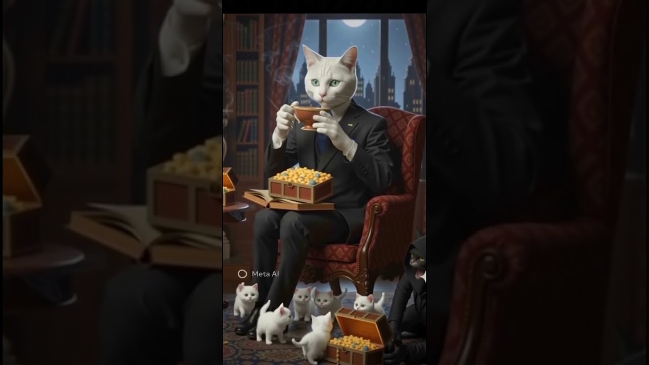 😹 The black cat stole the money and ran away  / 