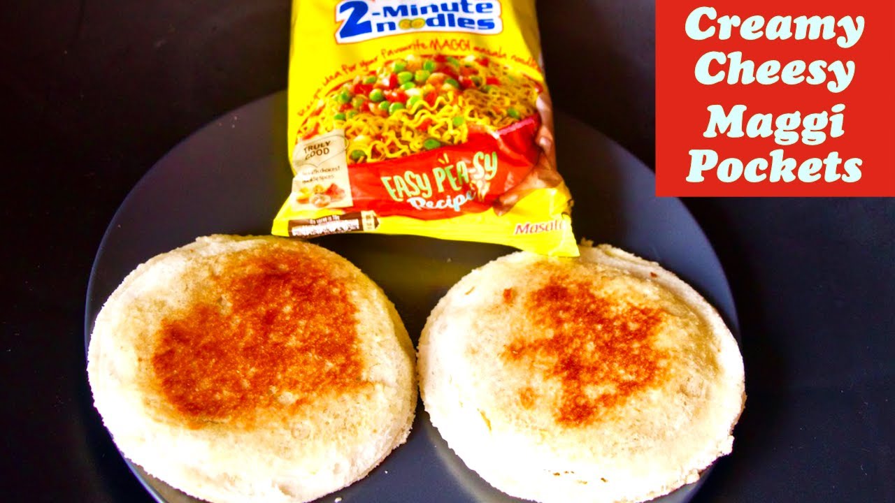 Creamy cheesy Maggi Pockets recipe, New method of making maggi noodles, Italian Maggi bread pockets