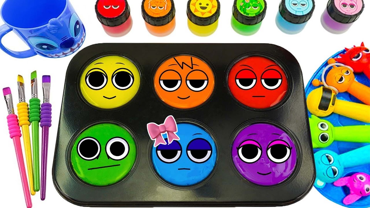 Oddly Satisfying Video | DIY How To Make BIG Rainbow Glitter Sprunki Candy & 6Slime Mixing ASMR | 😱🔥