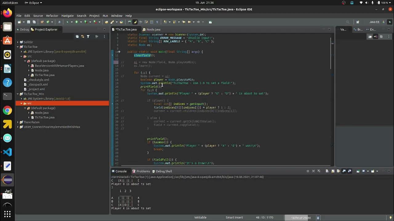 Tic Tac Toe AI in Java using MiniMax algorithm 