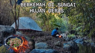 REAL ❗ HUJAN DERAS DAN PETIR - 24 JAM CAMPING SUNGAI - MEMASAK DAGING ANALOG Camping in the rain