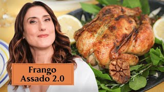 Frango assado com pele crocante e carne suculenta! Vem ver!