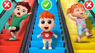 Escalator Safety Song 🎶 Yes Papa Yes Mama | NEW Kids Song | BiBiBerry Nursery Rhymes For Kids