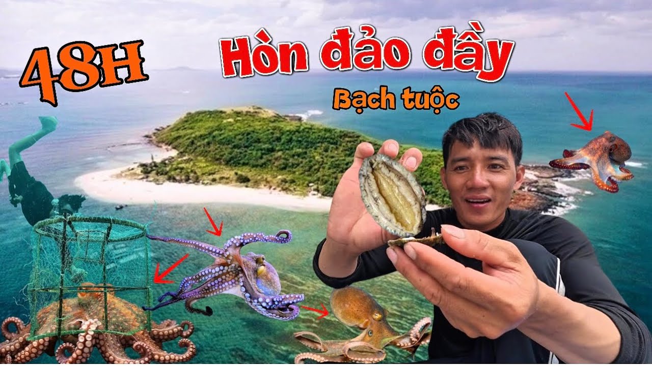 48h sinh tồn một mình trên hòn đảo đầy bạch tuộc | 2 Days solo survival 