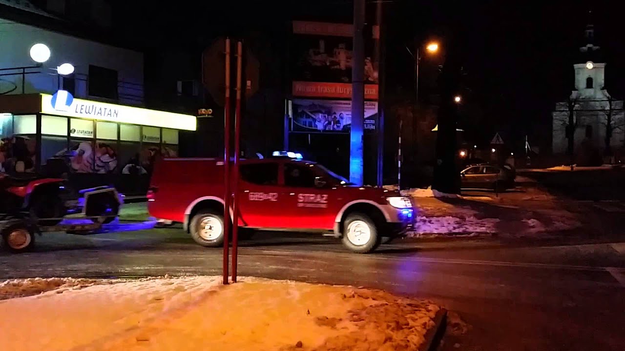 OSP Ogrodzieniec Wyjazd Alarmowy SLRt Ford Transit SLRWys Mitsubishi L200+Quad Straż pożarna