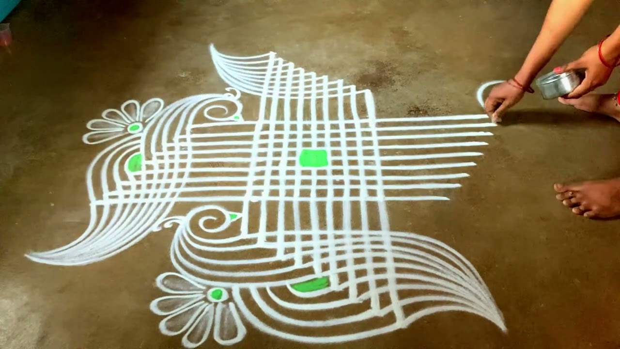 margazhi madham mayil padikolam| Simple muggulu designs| easy rangoli designs| Beginners kolam