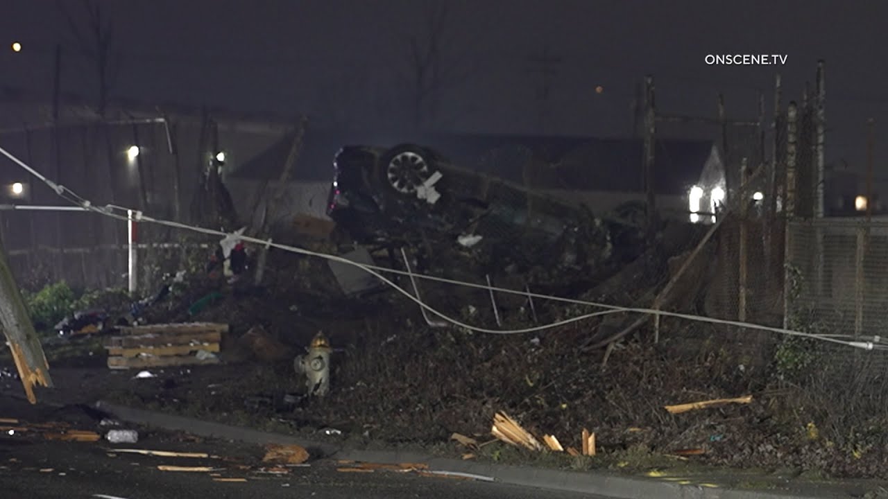 Fatal Collision After Vehicle Slams Into Power Pole - YouTube