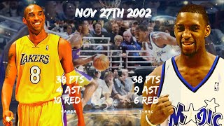 Kobe Bryant vs Tracy McGrady in a classic legendary match up|Nov/27/2002|