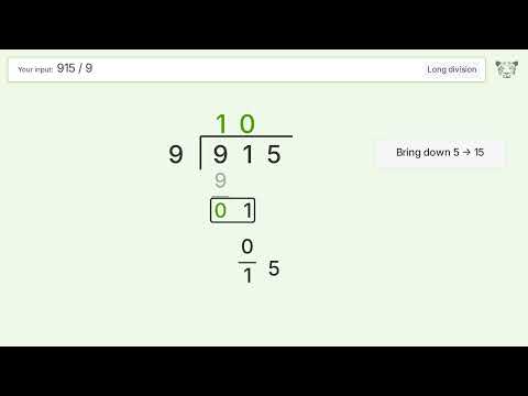 Long Division Problem 915/9: Step-by-Step Video Solution