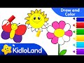 Butterfly &amp; Flower Coloring for Kids | Easy Drawing &amp; Coloring Videos for Kids | KidloLand