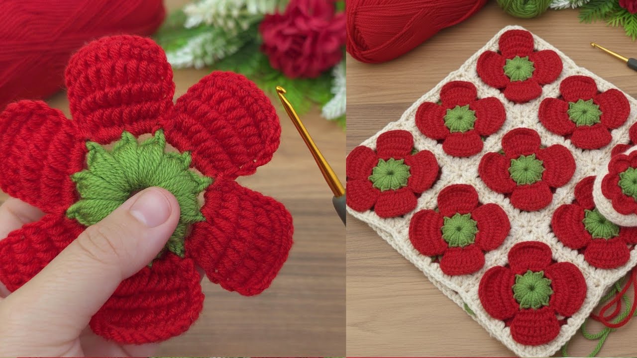 Wow !! Tunisian Crochet Puff Stitch flower !! Easy Step by Step # ...