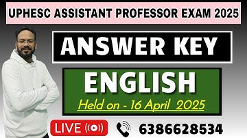 ANSWER KEY 🎯UPHESC ASSISTANT PROFESSOR EXAM |  ENGLISH DISCOVERY BY BHUPESH SIR