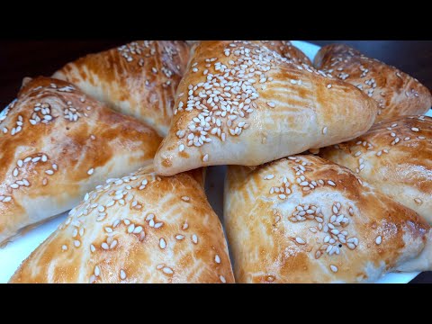 Самса из готового слоеного теста с курицей