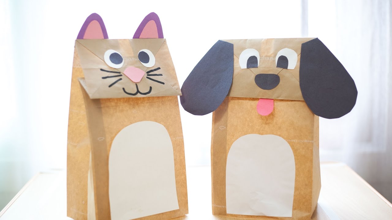 พับ กระดาษ รูป หมา  Update New  [Torywell Craft] 002 Paper bag pet | 종이봉투 애완동물 만들기 | Paper Craft