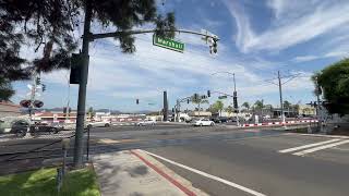 MTSTram rolls through Petree Street Railroad Crossing, El Cajon CA 8-6-24