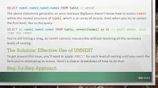 Resolving Cannot access field criteria on a value with type ARRAY STRUCT ...   Error in BigQuery