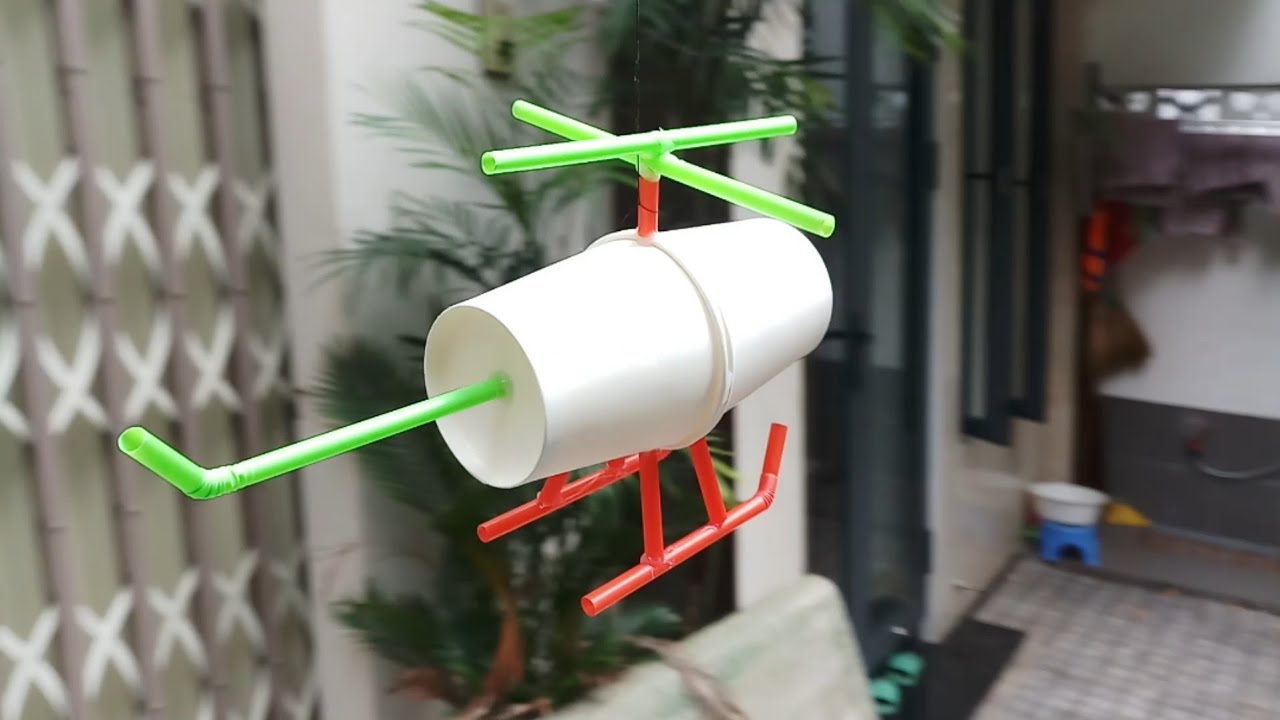How to Make a Helicopter Toy with Paper Cup & Straws. - YouTube