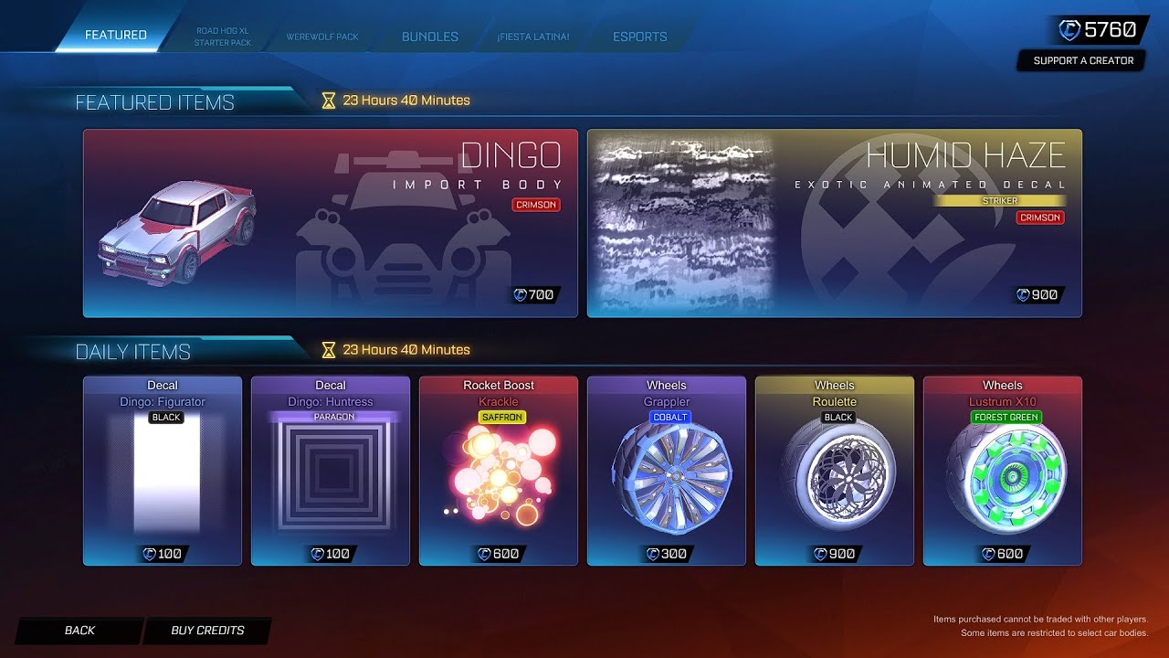 Rocket League Item Shop: October 3, 2021! Dingo Crimson, Humid Haze Crimson