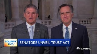 Senator mitt romney (r-utah) and joe manchin (d-w.va.) join "the
exchange" to unveil the trust act discuss trump impeachment inquiry.