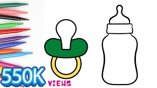 Bolalar uchun emzik rasm chizish | Drawing pacifier for kids | How to draw a pacifier | #kidsitems 🍼