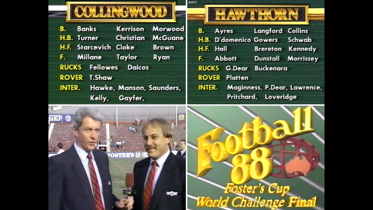 Collingwood v Hawthorn, Toronto Canada 1988. VFL Foster's Cup World Challenge Final.
